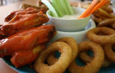 fried foods, onion rings, wings