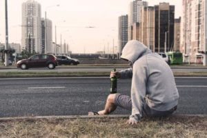 Man drinking alcohol on the street