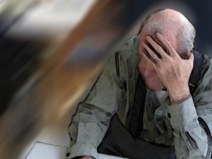 Older man with Alzheimer's disease or dementia 