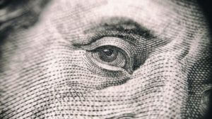 Ben Franklin's eye on $100 bill