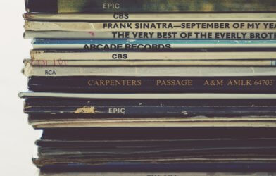 Pile of vinyl records