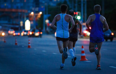 People jogging and exercising at night