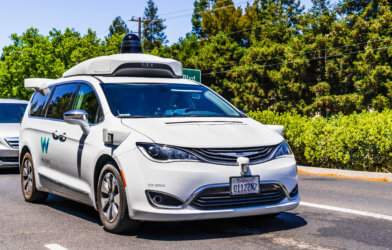 Waymo self-driving car testing on California road