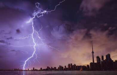 Lightning and thunderstorm