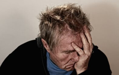 Sad, depressed or stressed older man