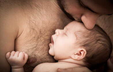 Newborn baby with father