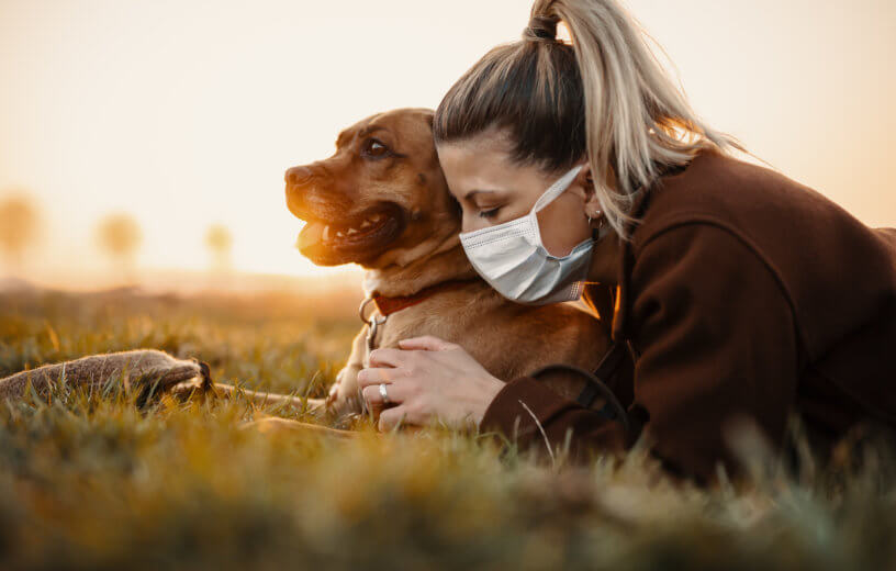 Coronavirus social distancing with dog