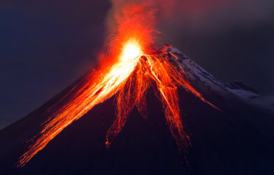 Tungurahua volcano in Ecuador