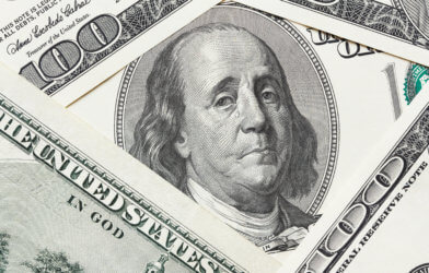 Sad Ben Franklin on $100 billl