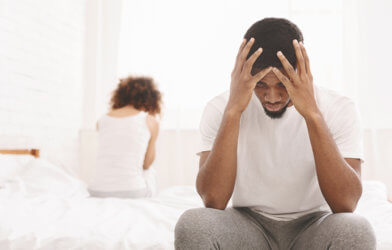Couple fighting, man sad, upset, stressed