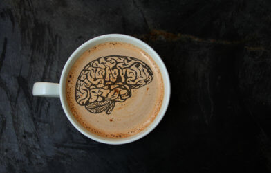 Coffee cup with brain
