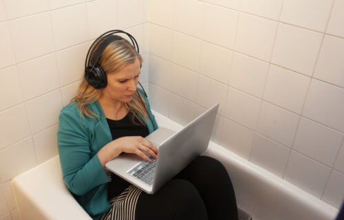 Working remotely from bathroom tub
